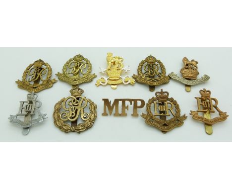 Ten British Army Military Police / Provost metal badges including a Military Foot Police example, three by Firmin London