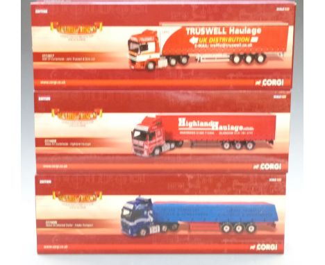 Three Corgi Hauliers of Renown 1:50 scale limited edition diecast model lorries Intake Transport CC14006, Highland Haulage CC
