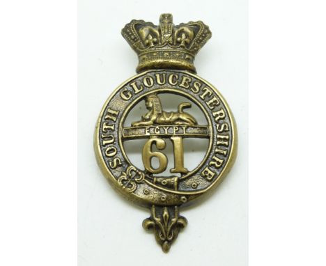 British Army 61st Regiment of Foot the South Gloucestershire Regiment brass Glengarry badge
