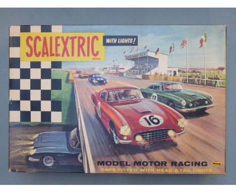 Scalextric model motor racing set including Aston Martin DB4 and Ferrari 250 Berlinetta, 60, in original box