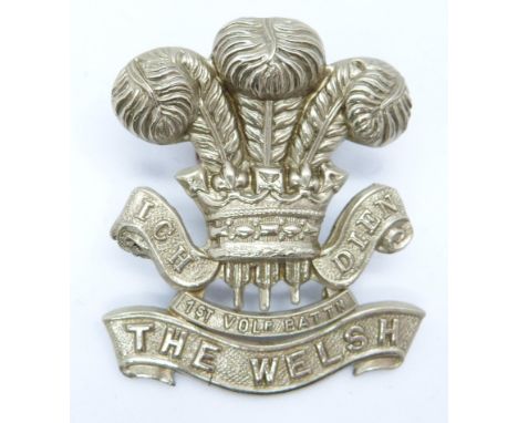 British Army Welsh Regiment 1st Volunteer Battalion metal cap badge