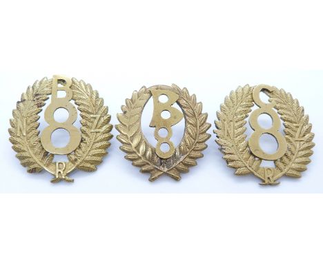 Three New Zealand Army WWI 8th Reinforcements B and C Company metal badges