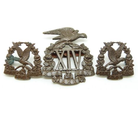 New Zealand Army 14th Otago Regiment officer's cap and collar badges