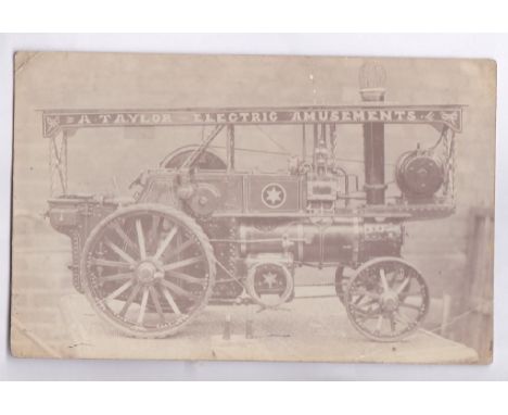 A. Taylor Electric Amusements RP Postcard circa 1910 - fine view of the fairground traction engine, some corner creases, scar
