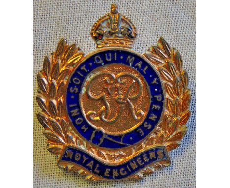 British WWII Royal Engineers (GEO.VI) sweetheart brooch. Brass and enamel.