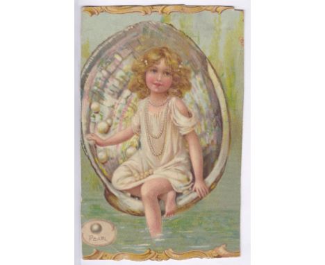 Advertising/Medical - Owbridges Lung Tonic, a cherub young girl Pearl, advertising Card cut down to postcard size