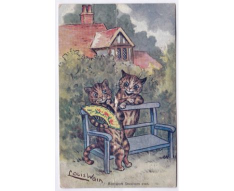 Cats/Louis Wain - 'Men were deliver's ever' Faulkner used, and sadly vertically creased.