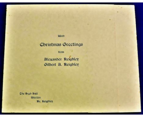 Alexander Keighley Christmas Card with a print 'at the Palace gate' inside. Signed in pencil by the artist .