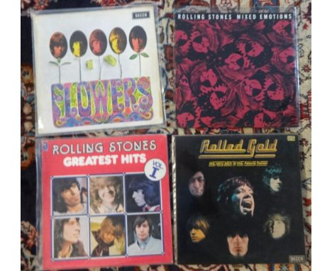 Collection of vinyl records (albums) by The Rolling Stones including 'Ruby Tuesday', 'From the Vault', 'Sweet Summer Sun, Hyd