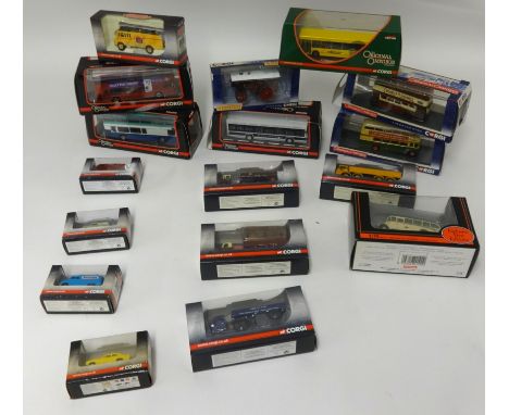 A collection of diecast models, approx 74 boxed and 10 loose including 'Original Omnibus' models, 'Corgi' etc.