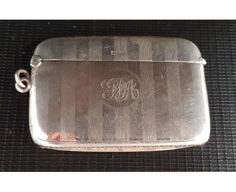 GEORGE VI SILVER VESTA CASEwith a hinged lid and suspension ring, with engine turned decoration, 40g/1.4oz, Birmingham 1948 