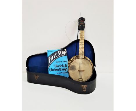 BROADCASTER UKELELEwith a mahogany neck with mottled plastic overlay, in a fitted case with instruction manual 
