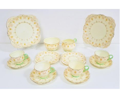 GRAFTON CHINA TEA SERVICEdecorated in the Nevada pattern, comprising six cups, ten saucers, twelve side plates, two sandwich 