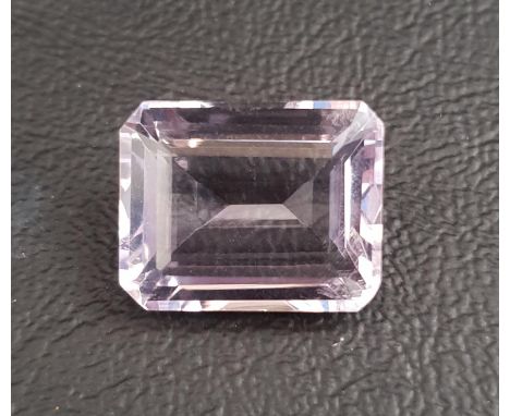 CERTIFIED LOOSE ROSE QUARTZ GEMSTONEthe emerald step cut quartz weighing 12.41cts, with IDT Gemmological Report 