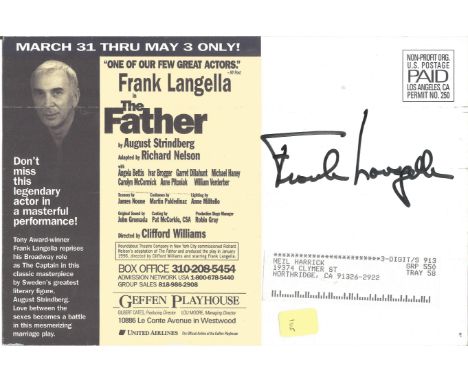 Frank Langella signed 9x6 Theatre flyer for the production of The Father production at the Geffen Playhouse. Frank A. Langell