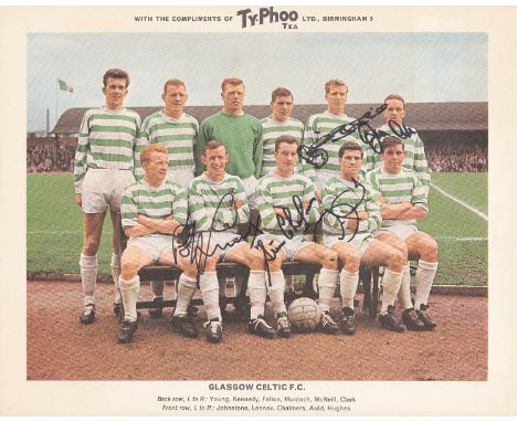 Autographed Celtic Typhoo Tea Card, From Their 1965/66 Famous Football Clubs Set, Signed By Mcneill, Chalmers, Auld, Lennox A