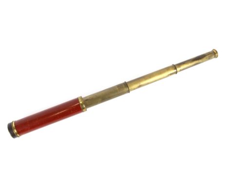 A wooden and brass four draw telescope by Dolland of London