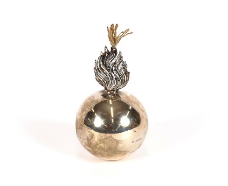 A silver grenade&nbsp;shaped table lighter, London 1940