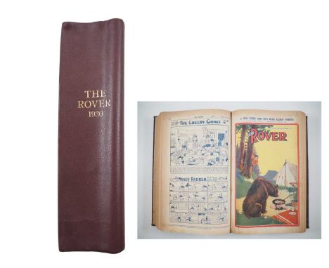 ROVER 1930 BOUND VOLUME - Issues #403-454 in bound volume. Stories include Morgyn The Mighty &amp; Black Sapper. General tann