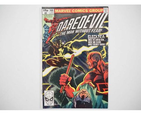 DAREDEVIL #168 - (1980 - MARVEL - UK Price Variant) - First appearance and Origin of Elektra (mis-spelled "Elecktra' on cover