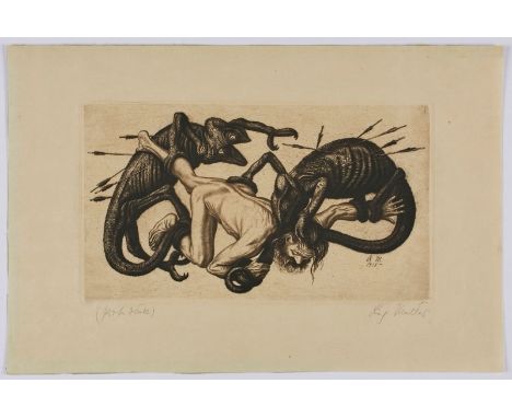 Radierung Richard Müller1874 Tschirnitz - 1854 Dresden "Der Bogenschütze II" 1918 u. re. sign. Rich. Müller u. re in der Plat