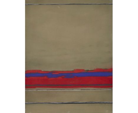 Kreidezeichnung Rolf Hans1938 Frankfurt - 1996 Basel "o. T. (blau-rot-braun)" u. re. sign. u. dat. RHans 1966 62,5 x 48 cm (P