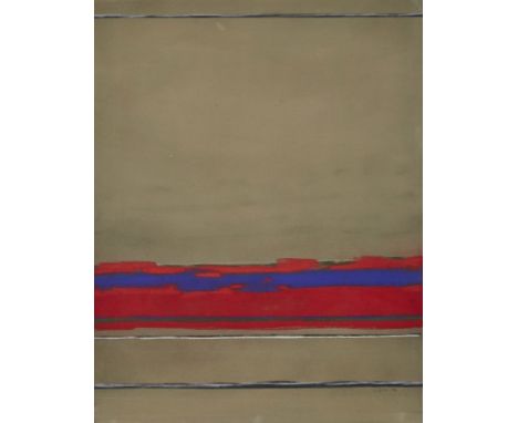 Kreidezeichnung Rolf Hans1938 Frankfurt - 1996 Basel "o. T. (blau-rot-braun)" u. re. sign. u. dat. RHans 1966 62,5 x 48 cm (P