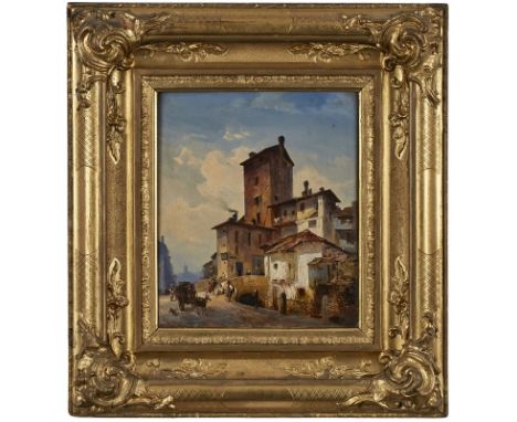 GemäldeAugust R. Zimmermann, zugeschrieben 1820 Zittau - 1875 München "Partie von Mailand" verso auf dem Rahmen bez. Öl/Holz,