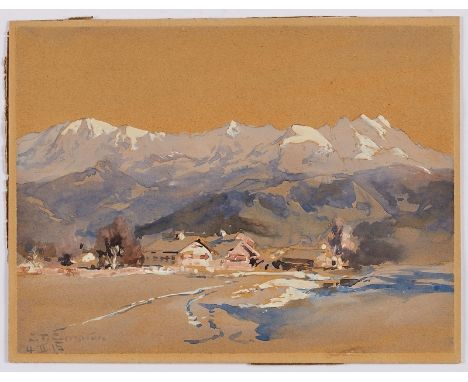 Aquarell Edward Theodor Compton1849 Stoke Newington - 1921 Feldafing "Garmisch Partenkirchen" u. li. sign. E. T. Comnton u. b