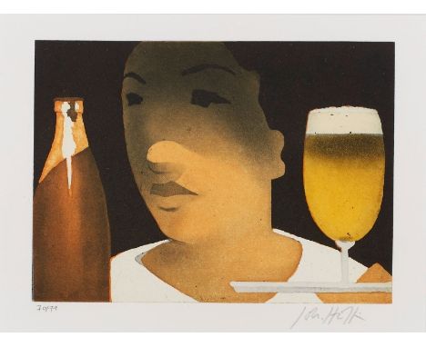 Aquatinta Johannes Hüppigeb. 1965 Baden-Baden "Kellnerin V" wohl 2005 u. re. sign. Joh. Hüppi Exemplar 70/99, 14,3 x 19,5 cm 