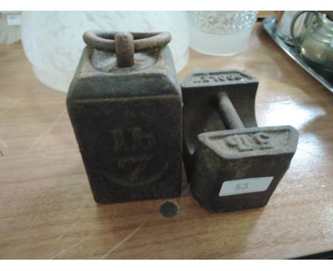 Two vintage weights 5lb and 7lb