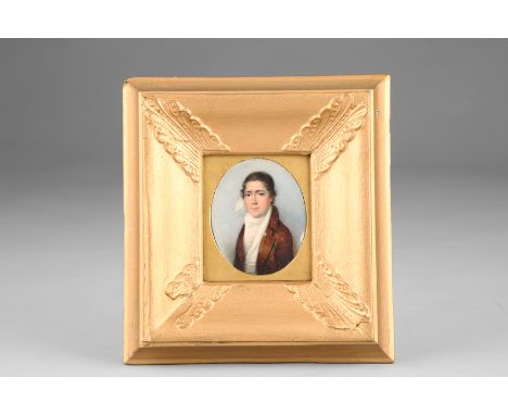 Thomas Hazelhurst (1740-1821), Liverpool, Gilt framed miniature on ivory, dated 1815, 'Portrait of Edward Astley (1800-1883)'