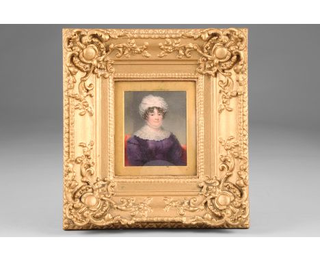 Gilt framed miniature 'Portrait of Sarah Johnstone (died 1835)', Married to James Astley (born 1791), 8cm x 9.5cm 