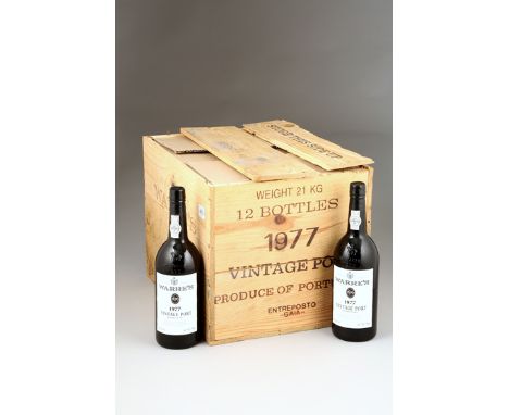 Box of twelve 75cl Warres 1977 Vintage Port bottled in 1979, produced and bottled by Warre and Ca Sa Oporto product of Portug
