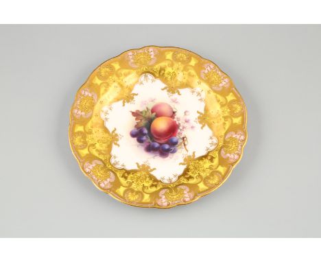 Royal Worcester cabinet plate, hand painted centre panel of assorted fruit, signed H. Martin, date coded 1912. 23cm diameter 
