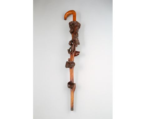 19th Century burr elm walking stick, 13cm long 