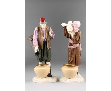 Pair 19th Century Royal Worcester figures, 'The Water Carriers' 44cm high