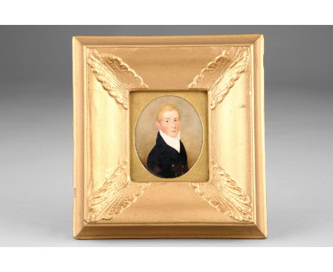 Thomas Hazelhurst (1740-1821), Liverpool, Gilt framed miniature on ivory, dated 1809, 'Portrait of James Johnson Astley (1795