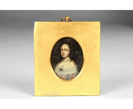 Unsigned, Gilt framed miniature, 'Portrait of a Young Lady', 8cm x 6.5cm 