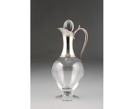 Silver topped Broadway crystal decanter and stopper. 32cm high 