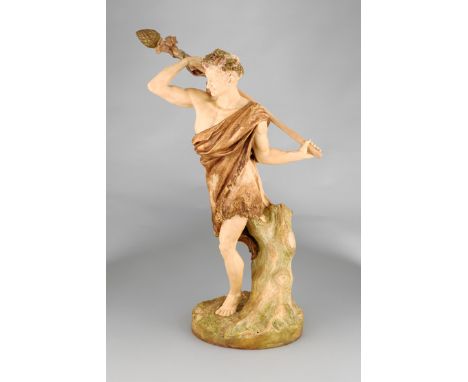 Large pair of Royal Worcester Neoclassical figures, by Hadley, model No. 1440 and No. 1441, date coded 1890s 78cm high 