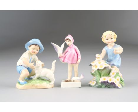Three Royal Worcester figures modelled by F.G. Doughty: Monday's child is fair of face, Peace, Parakeet 3087 