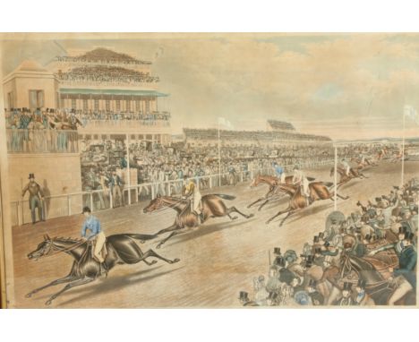 Rosewood framed print of the 1839 grand national. 50cm x 70cm