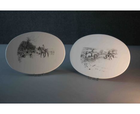 Two early 20th century transfer printed ceramic plaques. One with Full Cry by Lionel Edwards and The Last Draw. Inscribed to 