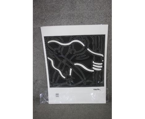 Keith Haring (1958-1990), a signed in plate screen print on vellum 'Scissors black and white', edition 21/150. H.63 D.61cm. 