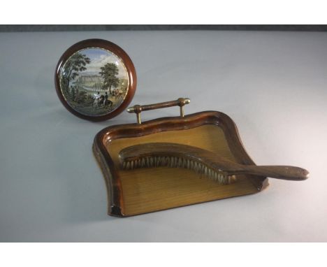 A 19th century mahogany mounted Prattware Strathfieldsaye Duke of Wellington wall plaque along with an early 20th century bra