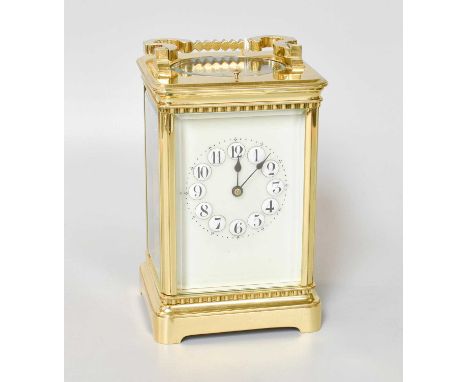 A Brass Strike and Repeat Carriage Clock, movement stamped R &amp; Co made in Paris, 16cm high