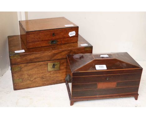 An Early 19th Century Mahogany Sarcophagus Form Tea Caddy, together with a Victorian mahogany Reeves &amp; Sons paint box, an