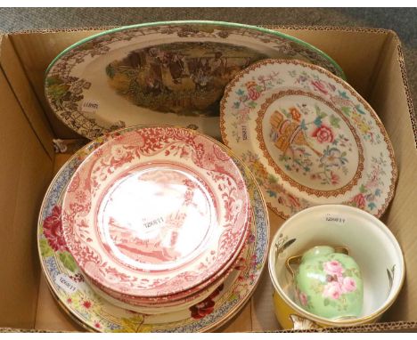 Assorted Ceramics, including Spode Italian pattern dishes, a Copeland Spode meat plate, and other items (qty) (one box)