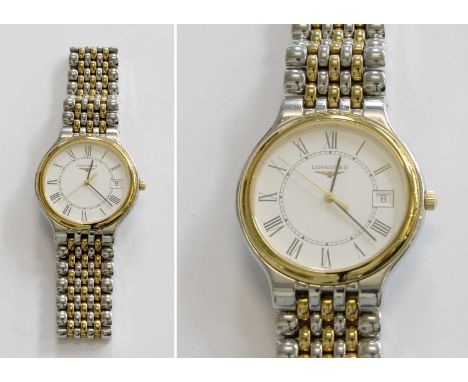 A Bi-Metal Calendar Centre Seconds Longines Wristwatch, model: Les Grandes Classiques de Longines, ref:L5.6313Case and bracel